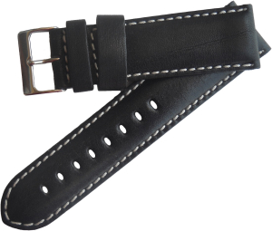 Cinturino in vero Cuoio GIPSY Tranciato Bombato Vintage col. Nero