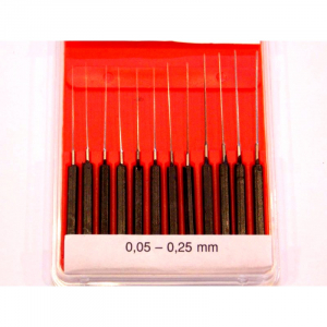 Set di 12 micro alesatori conici pentagonali con manico in gomma 0,05-0,25