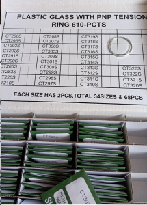 ASSORTIMENTO VETRI PLASTICA BOMBATI CON GHIERA IN METALLO CROMATO PNP pz. 68
