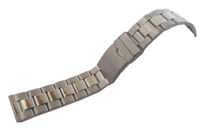 Bracciale metallo acciaio lucido satinato, Attacco Dritto modello Oyster con chiusura di sicurezza