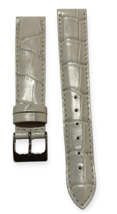 Cinturino in pelle Stampa Alligatore Lucido col. Grigio chiaro