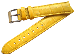 Cinturino in pelle Stampa Alligatore semi imbottito col. GIALLO LUCIDO