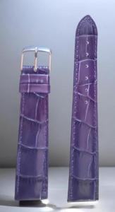 Cinturino in pelle Stampa Alligatore col. Viola scuro