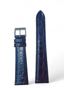 Cinturino in pelle Stampa cocco lucido punta a scalare col. Blu