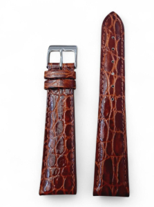 Cinturino in pelle Stampa cocco lucido punta a scalare col. Gold