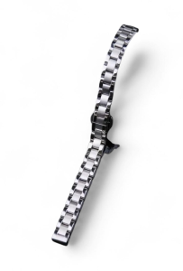Bracciale in metallo ACCIAIO MASSICCIO lucido, con chiusura deplayant a scomparsa attacco diritto