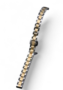 Bracciale in metallo ACCIAIO MASSICCIO lucido BICOLORE, con chiusura deplayant a scomparsa attacco diritto