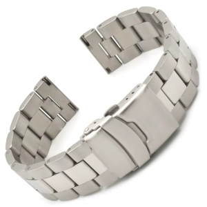 Bracciale metallo acciaio massiccio Lucido con chiusura di sicurezza, attacco diritto