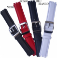 Cinturino in pelle liscio modello con tagli tipo SWATCH mm.17/19